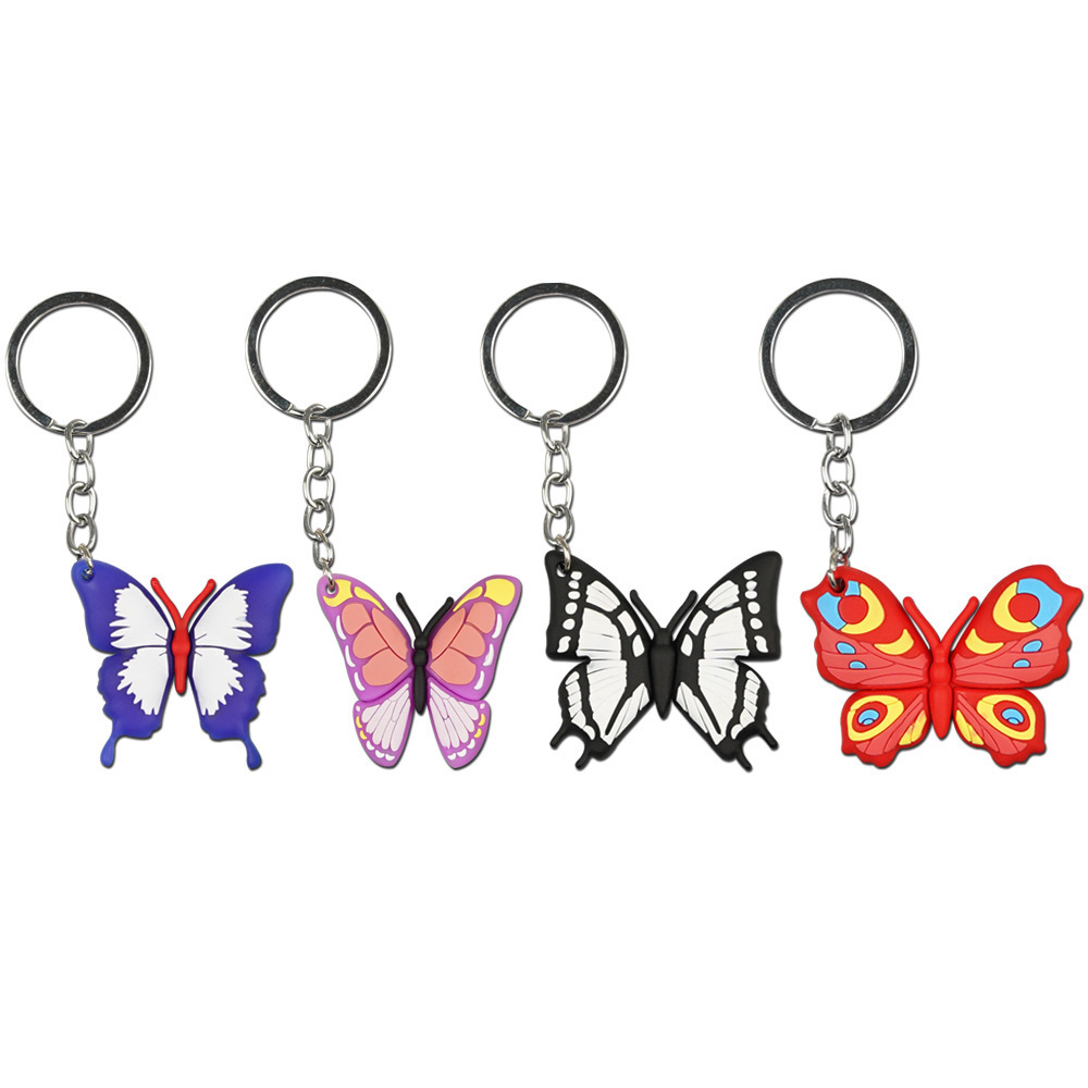 New Butterfly Keychain Pendant Promotion Car Decoration Pvc Soft Rubber Keychain