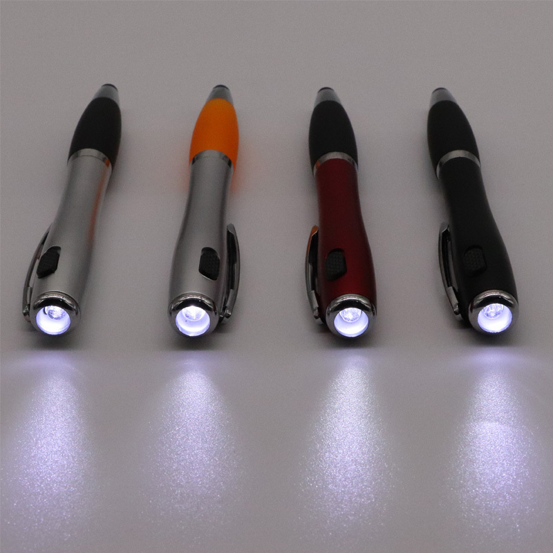 Promotional Business 3 In 1 Led Metal Pen Light Tip Ball With Stylus Flashlight Led Stylus Ballpoint Pen