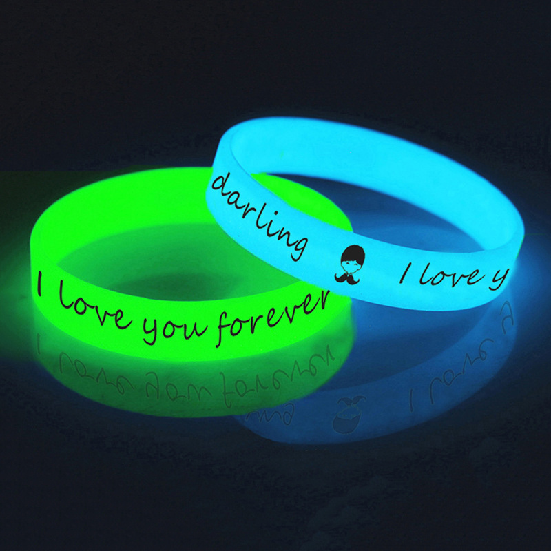 Motivational Quote Fluorescence Wristbands Glow In Dark Wrist Bands Luminous Silicone Wristbands With Logo Custom