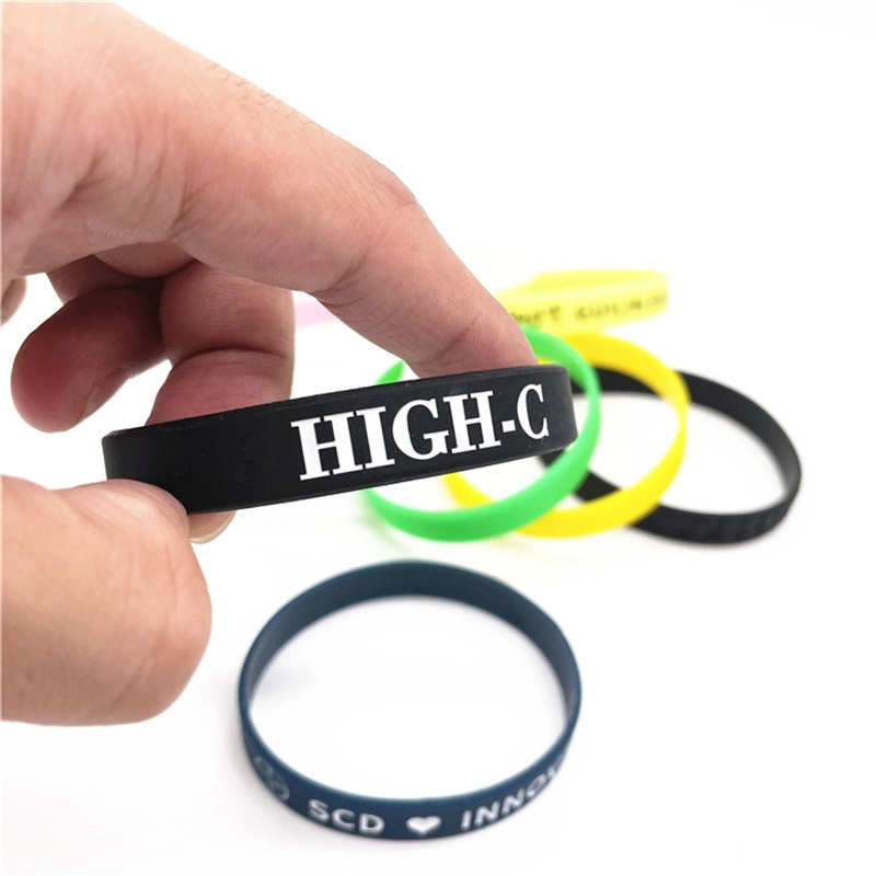 Custom Logo Cheap 100% Rubber Silicone Souvenirs Wristband/Silicone Printed Band Wristbands