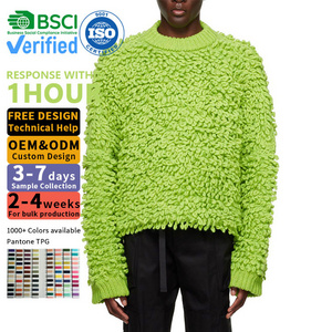 Knitwear manufacturer Men Sweater Custom OEM ODM Oversize Crop Wool Winter Clothes Designer Green Knit Pullover Bubble Sweater