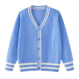 Custom Logo Fashion Men's Jacquard Striped Knit Button Down Men varsity Cardigan Men's Sweaters