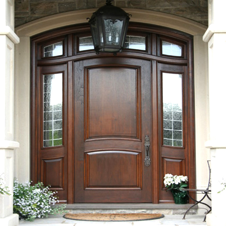 2023 Hot Selling Modern Villa Exterior Front Entrance Design Entry Double Leaf Wooden Exterior Doors for Houses