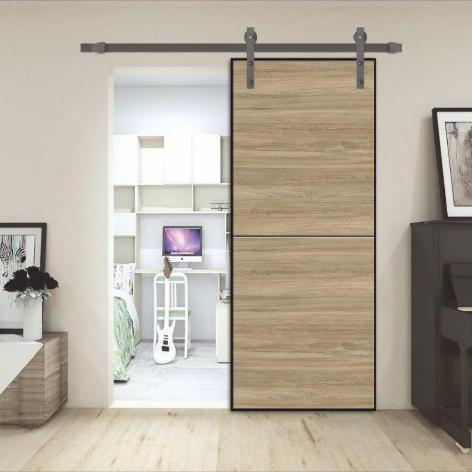 Interior Sound Proof Single Sided sliding solid Wood Plank Barn Door Slide Barn Door For House And Villa