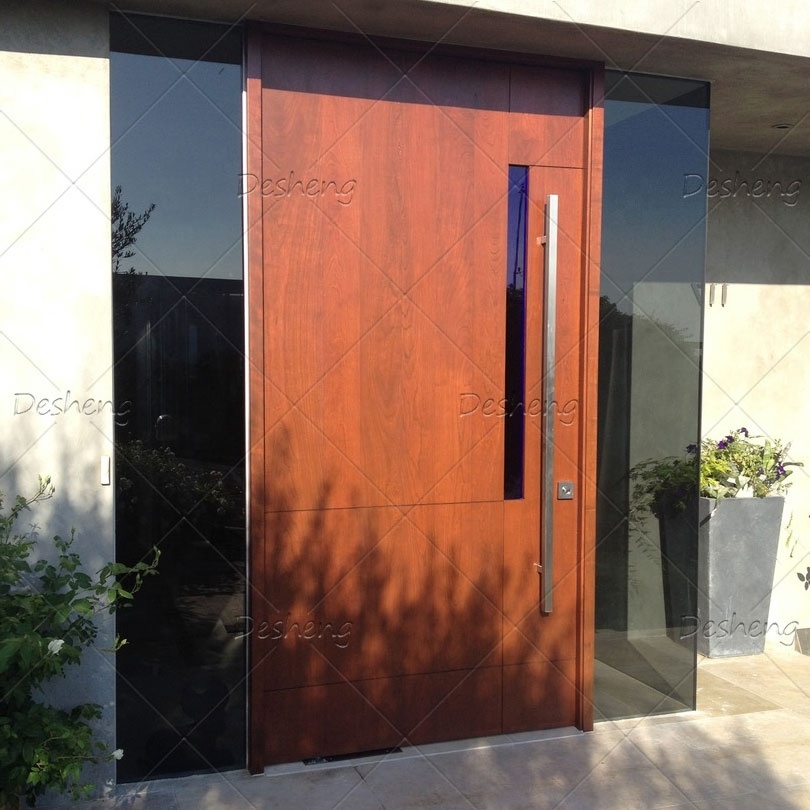 Two Directions Entrance Front Manual Wooden Door Open Automatic  Close Aluminium Entry Pivot Modern Doors