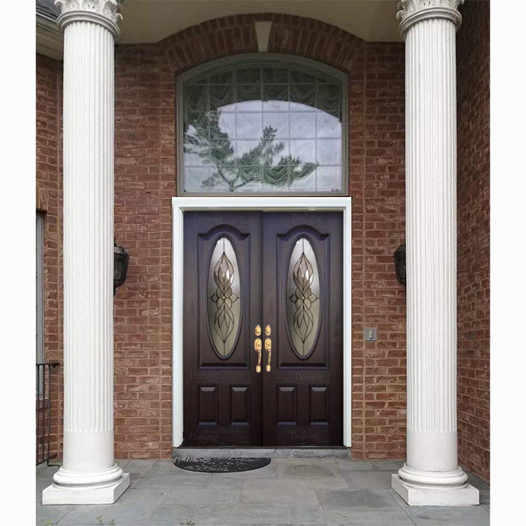 Door for House 96x72 Mahogany Glass Exterior Wooden Doors Front Double Prehung American Exterior Double Solid Swing Wood Modern