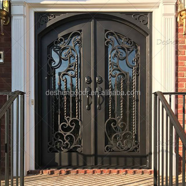 Cheap Price High Quality Wrought Iron modern Security Doors(old) Double Exterior Entrance Doors Front Door