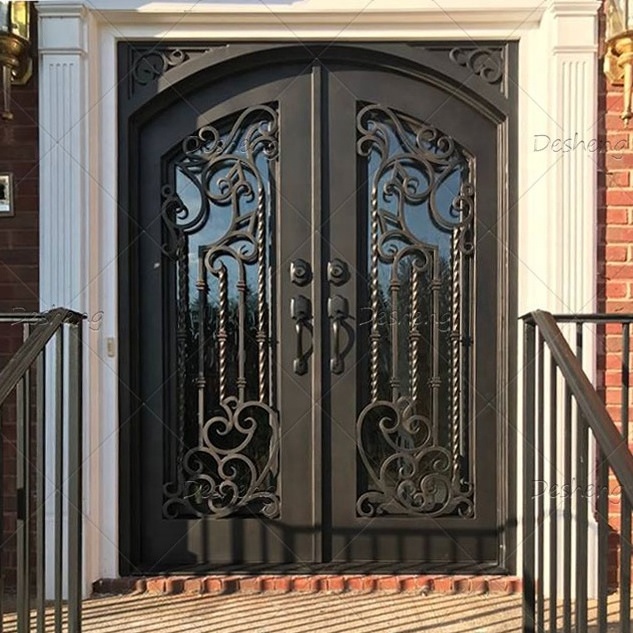 Cheap Price High Quality Wrought Iron modern Security Doors(old) Double Exterior Entrance Doors Front Door