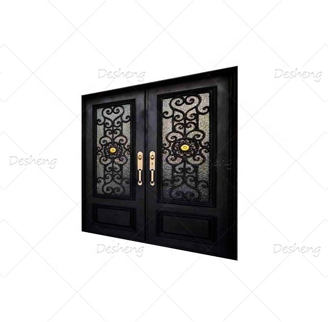 Superior Brand New Used For Sale Black Brush Copper Exterior Doors Wrought Iron Villa Door