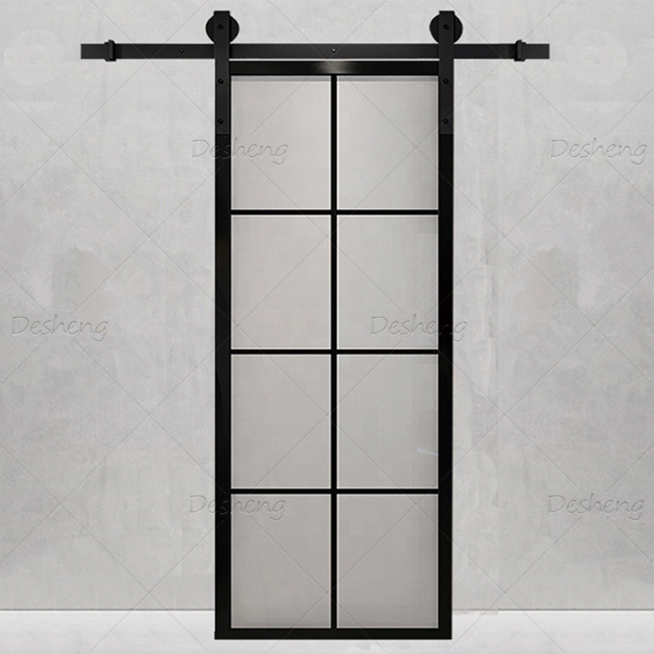 Simple Modern Design Soundproof Aluminum Alloy Frame Pocket Interior Sliding Glass Barn Doors for House Room Door