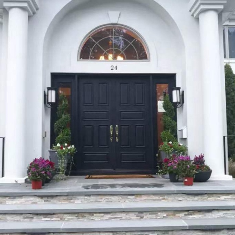 Decorative  Teak Panels Main Door Designs Double Arch Mahogany Glazed Red Wooden  French Doors