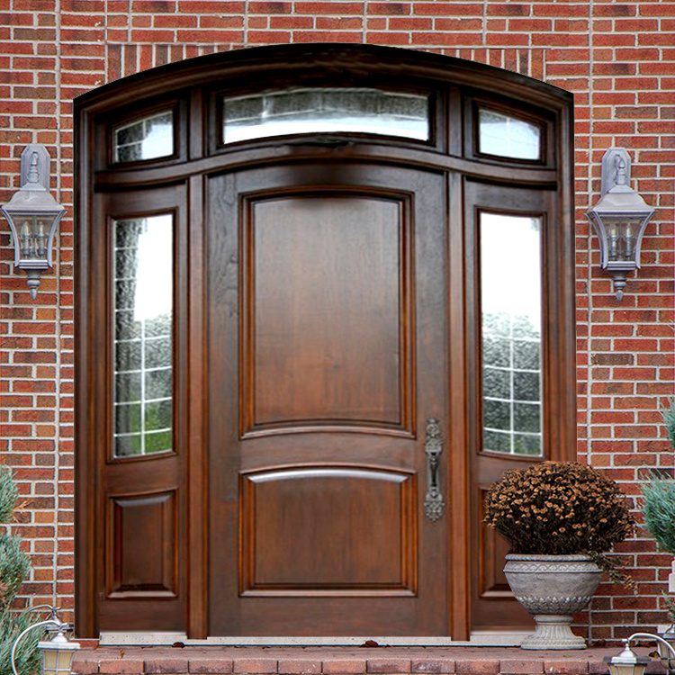 2023 Hot Selling Modern Villa Exterior Front Entrance Design Entry Double Leaf Wooden Exterior Doors for Houses