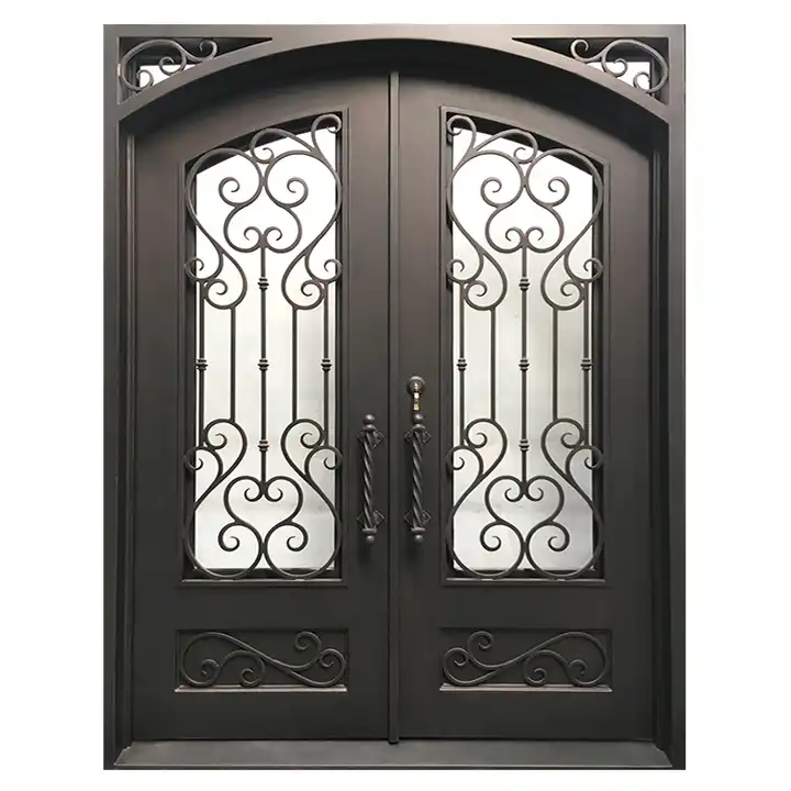 Custom Modern Exclusive Door Exterior Front Entrance Security Luxury Decorative Wrought Iron Double Doors For Houses Villa Door