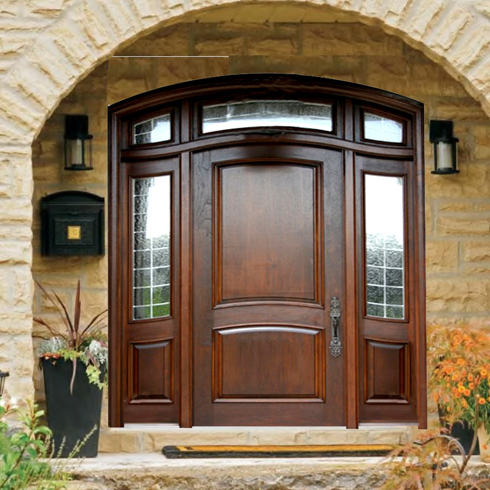 2023 Hot Selling Modern Villa Exterior Front Entrance Design Entry Double Leaf Wooden Exterior Doors for Houses