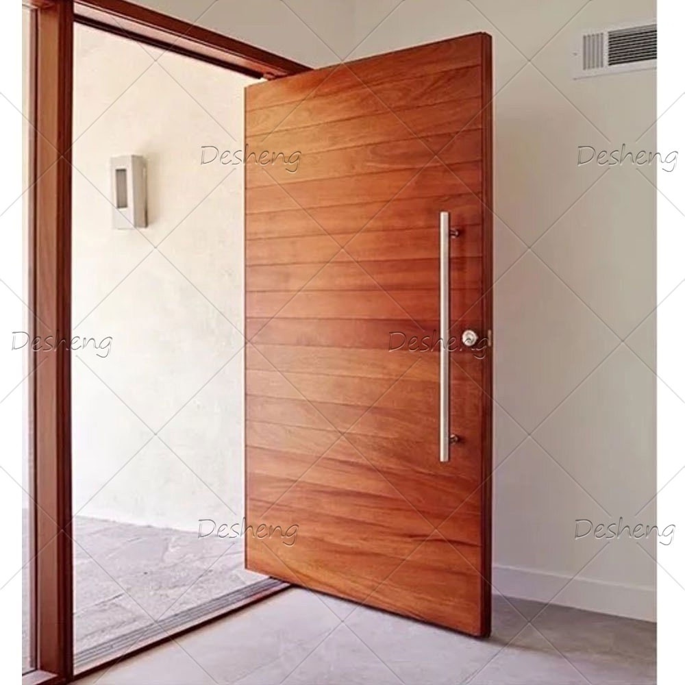 Two Directions Entrance Front Manual Wooden Door Open Automatic  Close Aluminium Entry Pivot Modern Doors