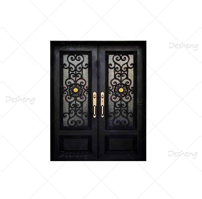 Superior Brand New Used For Sale Black Brush Copper Exterior Doors Wrought Iron Villa Door