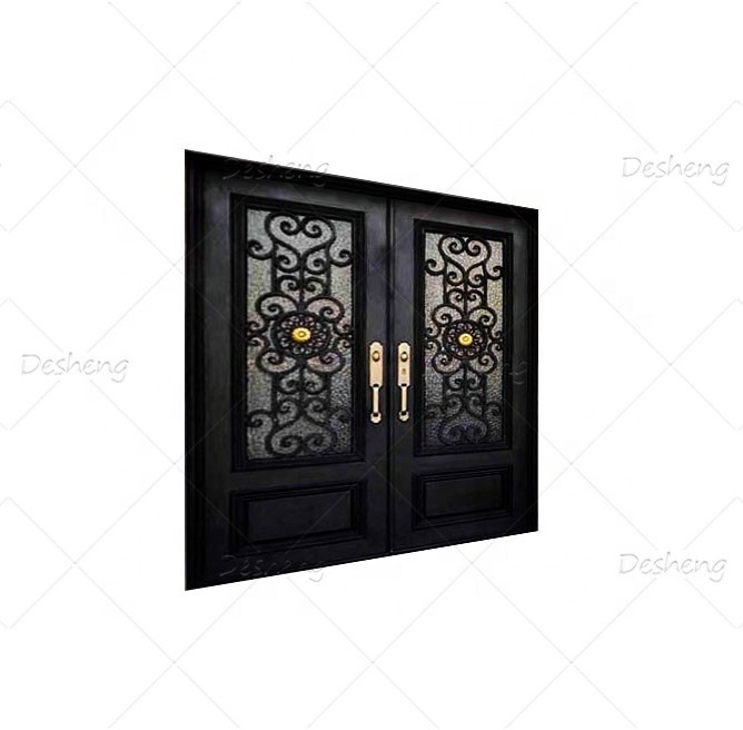 Superior Brand New Used For Sale Black Brush Copper Exterior Doors Wrought Iron Villa Door