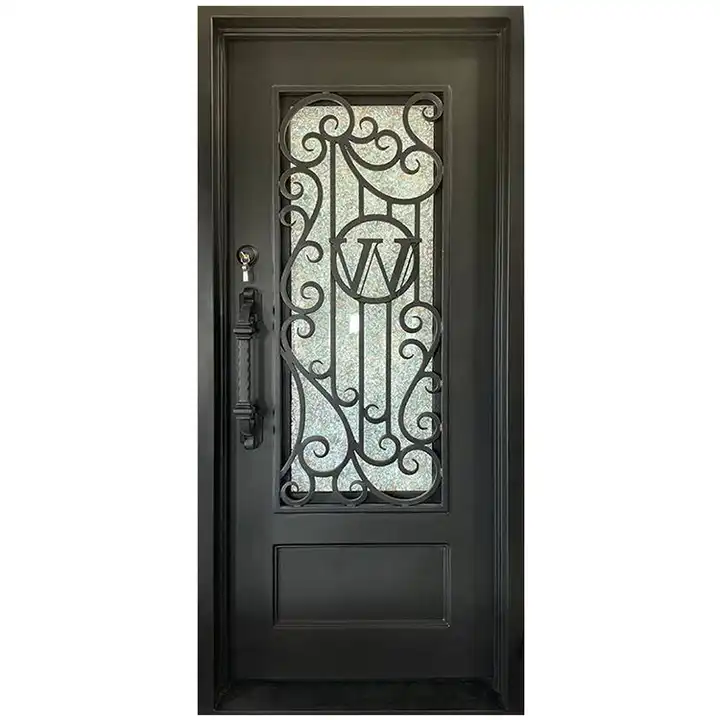 Smart American Luxury Retro Classic Cast Golden Decorate Entry Main Double Front Wrought Iron Door for House Doors