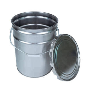 Customized 20 Liter Conical Tinplate Paint Steel Buckets with Metal Handle and Flower Lid