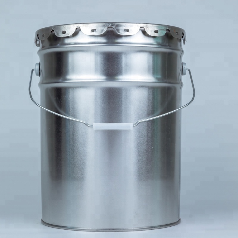 Customized 20 Liter Conical Tinplate Paint Steel Buckets with Metal Handle and Flower Lid