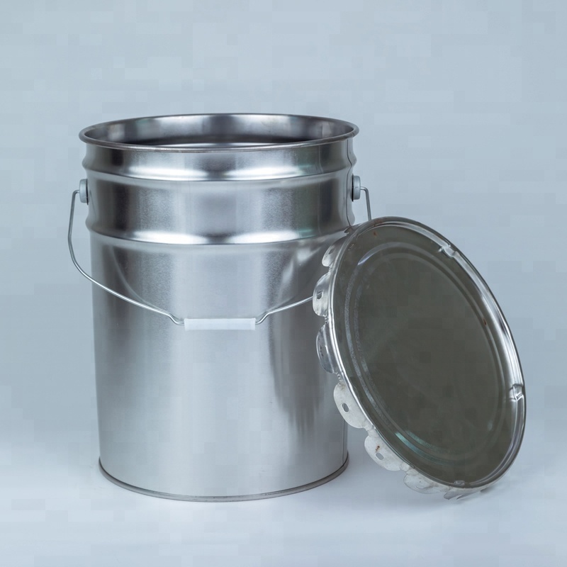 Customized 20 Liter Conical Tinplate Paint Steel Buckets with Metal Handle and Flower Lid