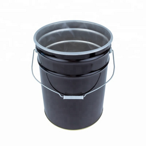 5 Gallon Black Paint Pails with Anti-rust Plastic Lining and Flower Lid China Manufacturer