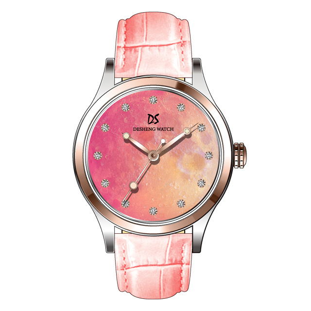 women stainless steel leather Japan miyota quartz water proof wrist lady watch