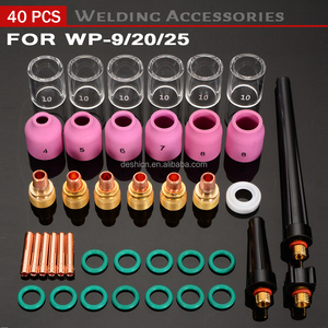 40Pcs/Lot TIG Welding Torch Durable Practical Accessories Stubby Gas Lens Tig 10 Pyrex Glass Cup Collet Nozzles For WP-9/20/25