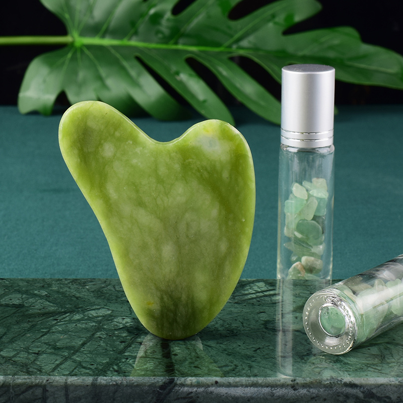 Natural Gua Sha Scraping Massage Face Green Rose Quartz Jade Guasha Board Scraper Tool Jade Gua sha Stone Board Massage