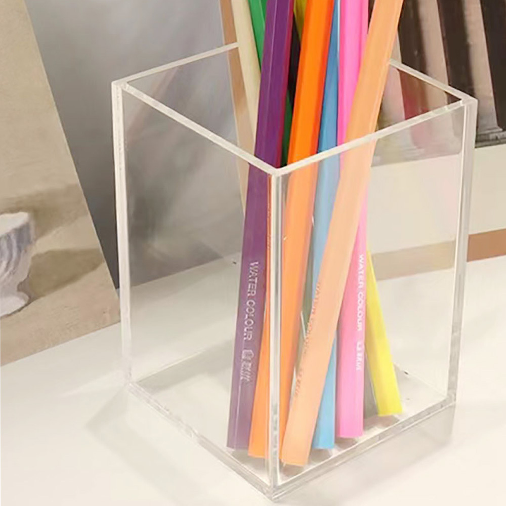 Acrylic plastic pen holder simple creative fashion stationery pen holder organizer storage box