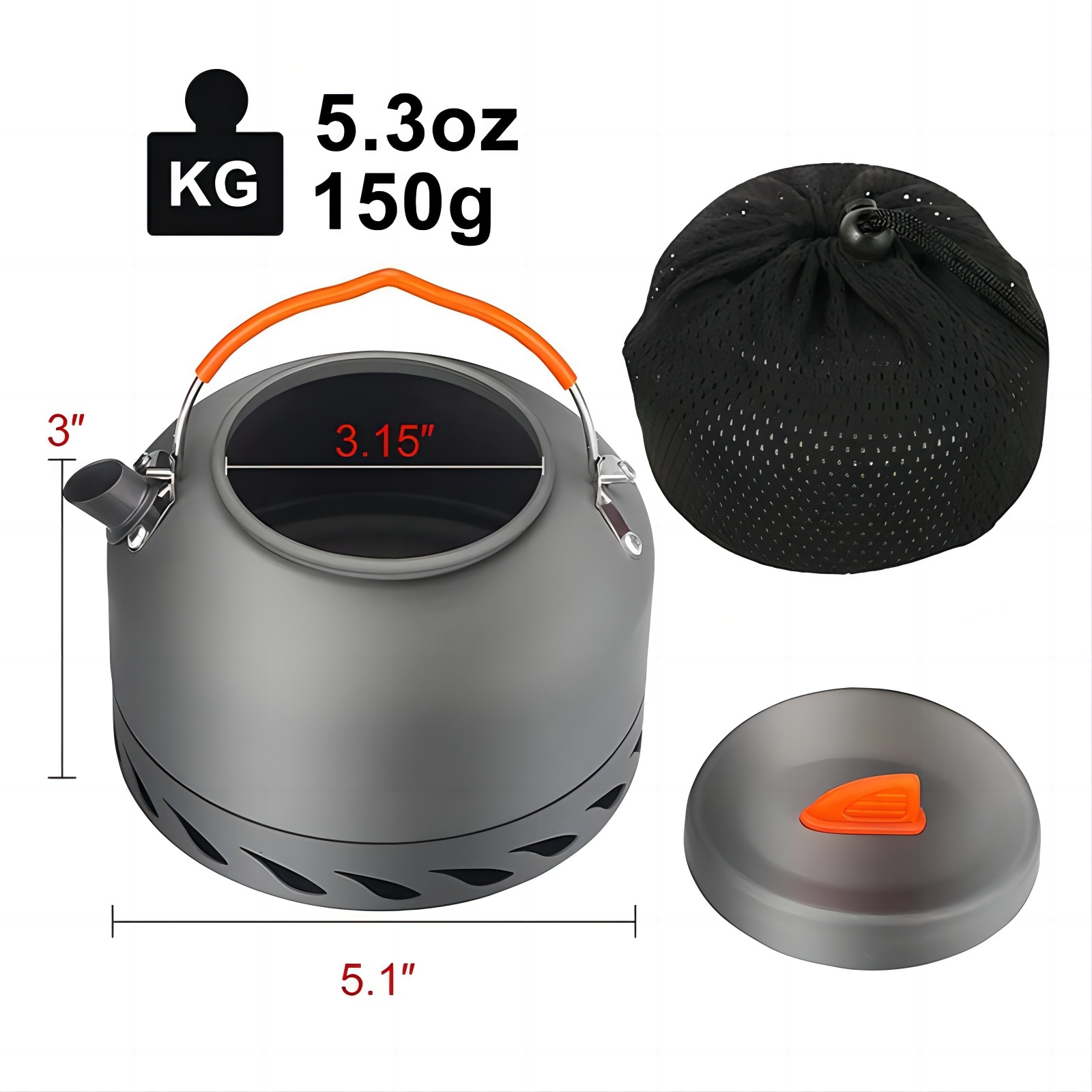 CE Factory Direct Sale Picnic Hiking Travel Aluminum Mini Outdoor Portable Camping Tea Kettle Water Kettle for camping