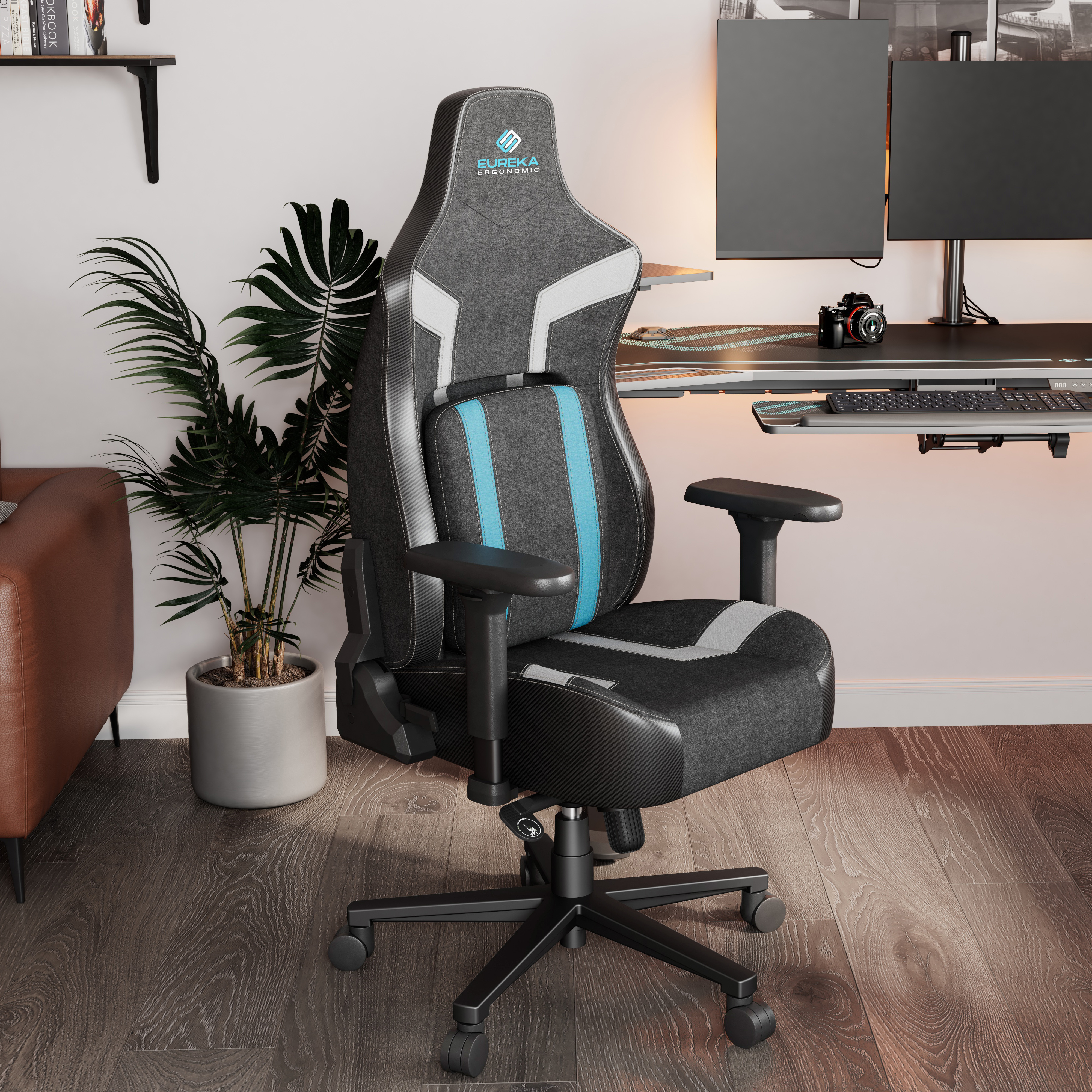 Gaming Chair, Home Office Chair with Built-in 4D Adjustable Lumbar Support, High Back Office Chair Thickened Cushion