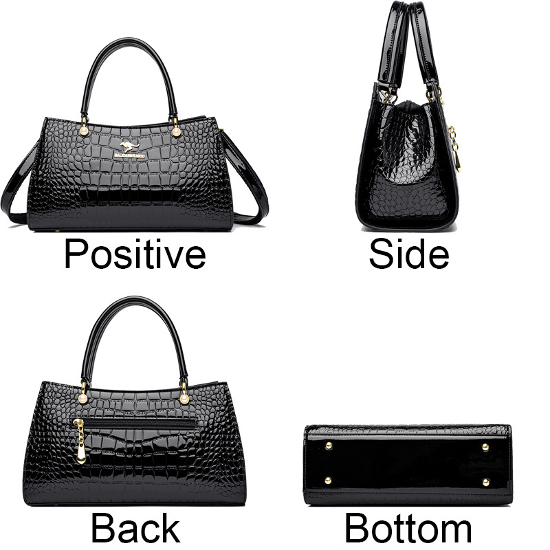 Luxury Designer High Quality Crocodile Stripe Paint Leather Crossbody Shoulder Bag For Women High Capacity Womens Handbag