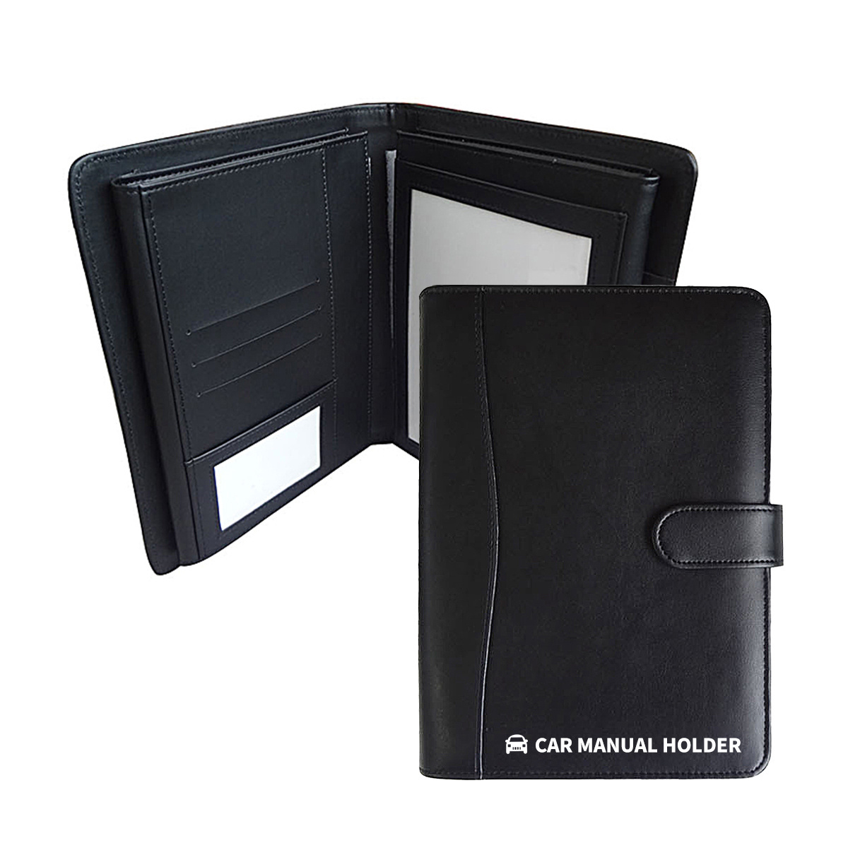 Customized Zipper Car Leather Document Holder  Vehicle Insurance Card File Folder Car Manual Holder