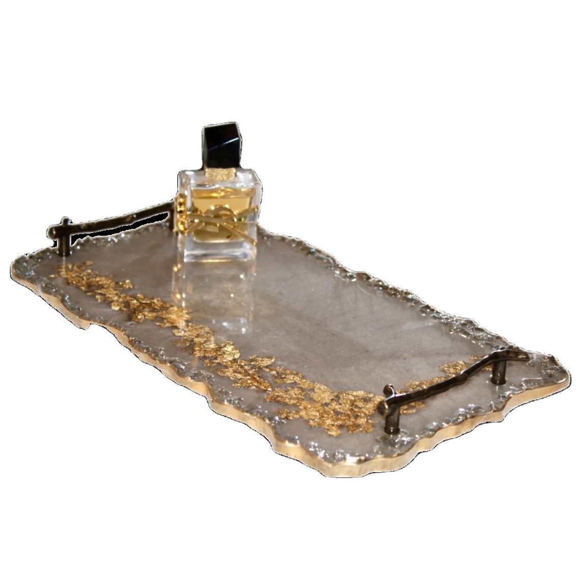 Most Selling Chic Resin Tray with Metallic Accents Perfect for Serving Drinks and Snacks at Affordable Prices