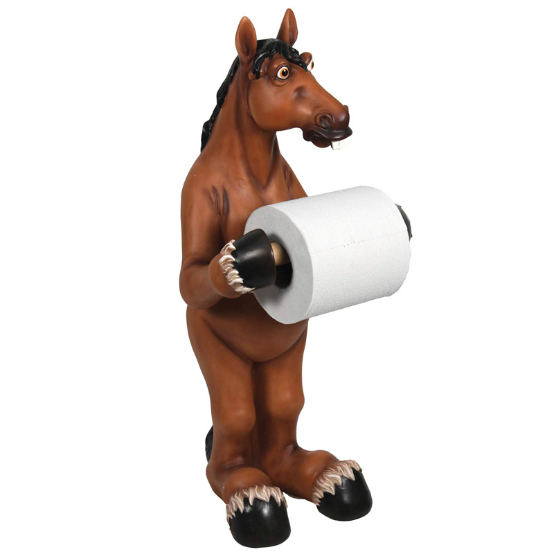 Wholesale funny animal shaped toilet roll holder custom horse standing toilet paper holder