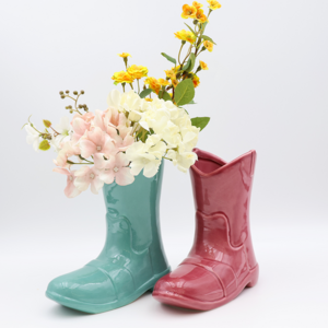 Custom Ceramic Boots Flower Vase Cowboy Boot Vases for Flower Indoor Home Decor Boots Planter Flower Pots