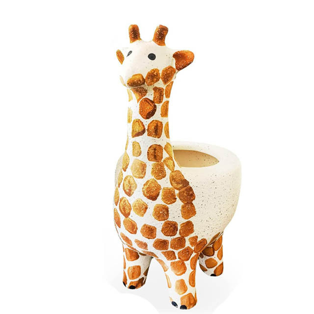 Custom ceramic animal succulent pots with drainage gift for women cute giraffe flower planters