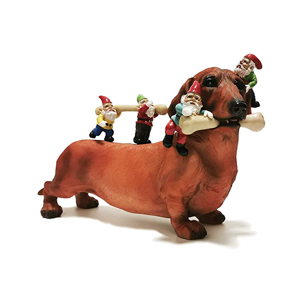 OEM Custom Dwarf Dog Statue Dachshund Statue with Gnome Resin Animal Figurines Garden Decor Dog Figurines