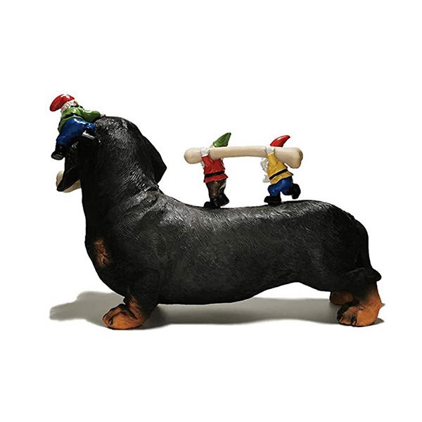 OEM Custom Dwarf Dog Statue Dachshund Statue with Gnome Resin Animal Figurines Garden Decor Dog Figurines