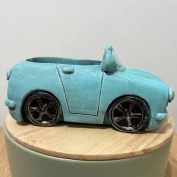 Custom Mini Car Planter Blue Convertible Flower Pot Handmade Cement Car Shape Pot for Plant Vase for Home Decor