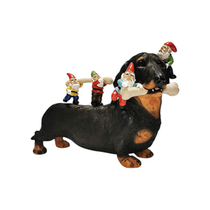 OEM Custom Dwarf Dog Statue Dachshund Statue with Gnome Resin Animal Figurines Garden Decor Dog Figurines