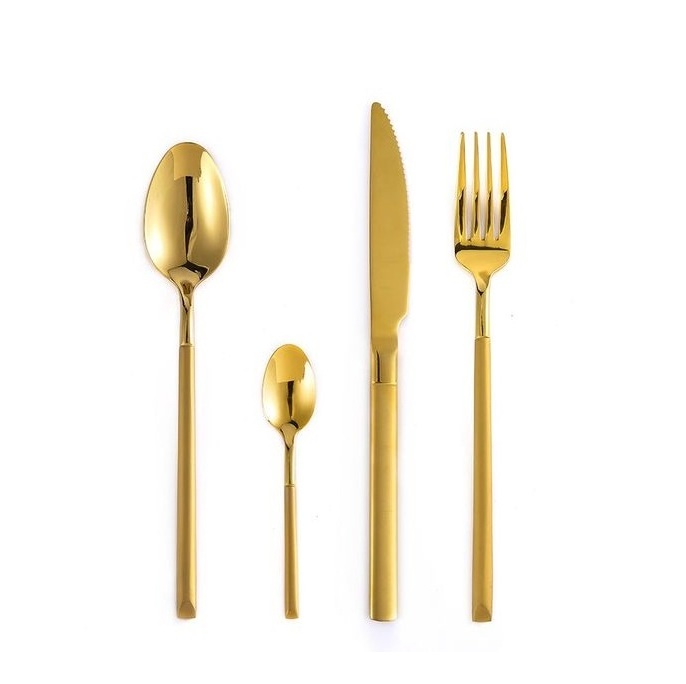 Custom Gold Cutlery Set With Acrylic Glass Handles Or Stems Kitchenware Supplies New antique Brass Cutlery Sets Flatware