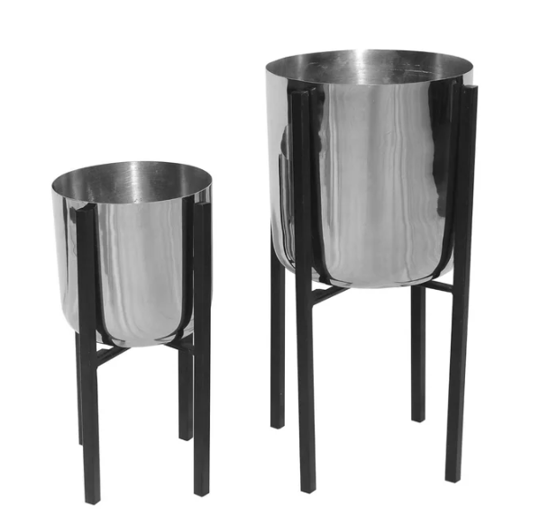 Stainless Steel heavy Duty Planters Cultivator Household Farmhouse Planters Two Premium Quality pots With Stand