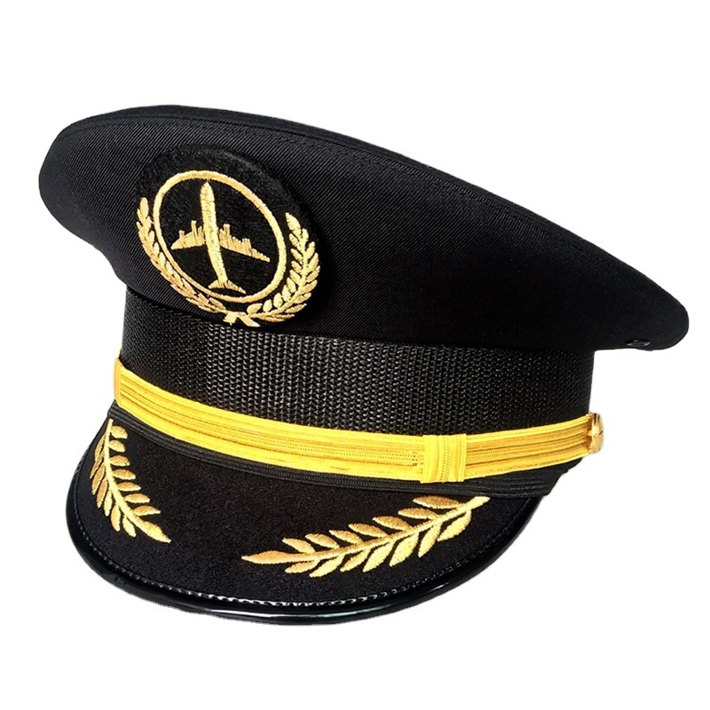 Custom Premium Quality Latest cap badge airline officer uniform captain cap pilot service caps