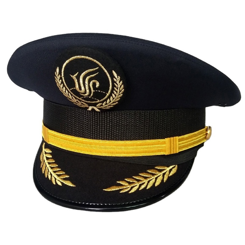 Custom Premium Quality Latest cap badge airline officer uniform captain cap pilot service caps