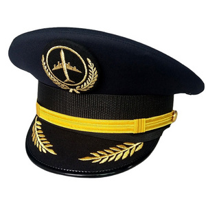 Custom Premium Quality Latest cap badge airline officer uniform captain cap pilot service caps