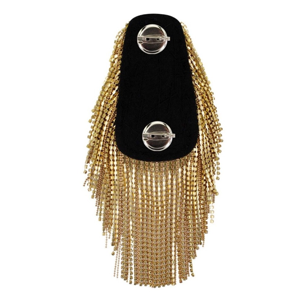 Wholesale Hand Made Exclusive 2 pcs  Gold Chain Tassel Rhinestone Epaulette Crystal Shoulder Epaulet For Officer Band Uniform