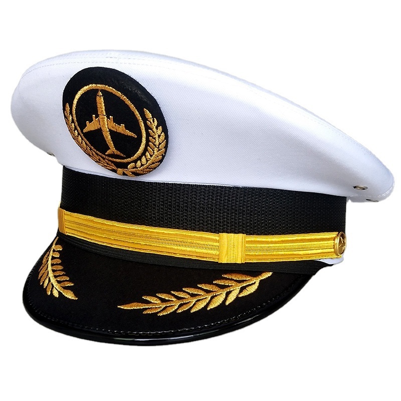 Custom Premium Quality Latest cap badge airline officer uniform captain cap pilot service caps