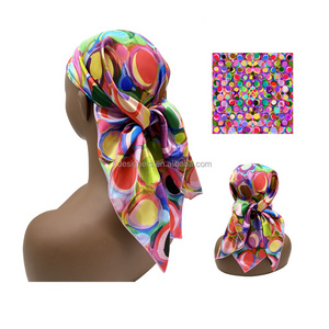 Customized stylish long scarves square polyester silk satin designer head scarf for women